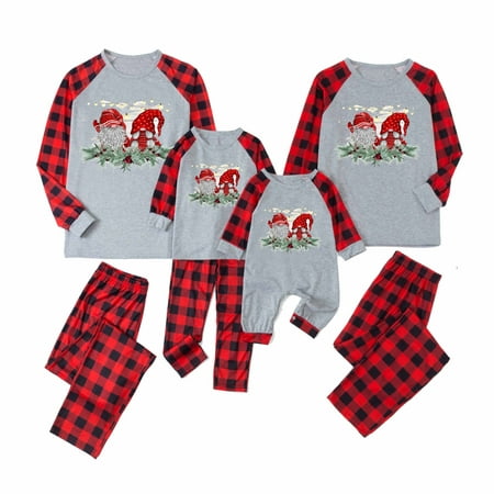 

AnuirheiH Parent-child Pjs Warm Christmas Set Printed Home Wear Pajamas Two-piece Mom Set Sale Clearance