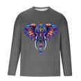 thumbnail image 5 of Jinhomg Mens Big and Tall T Shirts Novelty Funny Mardi Gras Mask Graphic Tees Lightweight Comfy Long Sleeve Crew Neck Tops Holiday Party Streetwear Fall Saving Dark Gray XL, 5 of 6