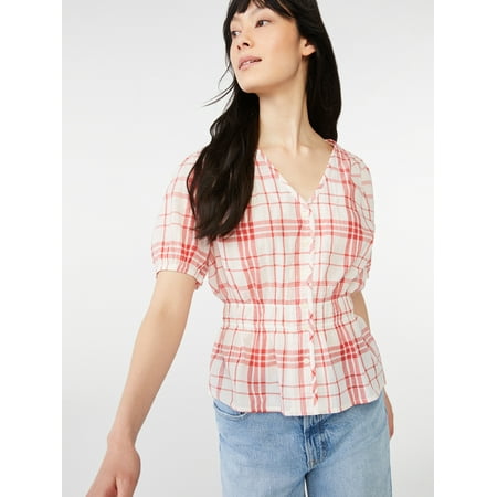 Free Assembly Women’s Cinched Waist V-Neck Top