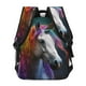 thumbnail image 4 of Disketp Colorful Haired White Horse Mochila Estampada para Hombre y Mujer – Mochila Ligera Clásica con Múltiples Bolsillos para Universidad, Trabajo y Viajes-One Size, 4 of 5