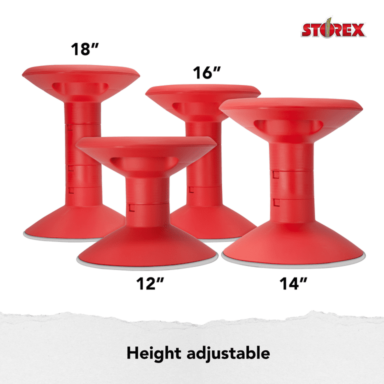 Free Shipping Storex Plastic Wiggle Stool Adjustable 12 18 inch Backless Seat Height Red Walmart