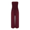 thumbnail image 4 of Seductiva Clearance Women's Strapless Tube Top Rompers Casual Off Shoulder Solid Color Belted Wide Leg Jumpsuit with Pockets, 4 of 9