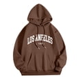 thumbnail image 4 of NinXxx Women's Letter Printed Round Neck Pullover Long Sleeve Hoodie Brown L, 4 of 4