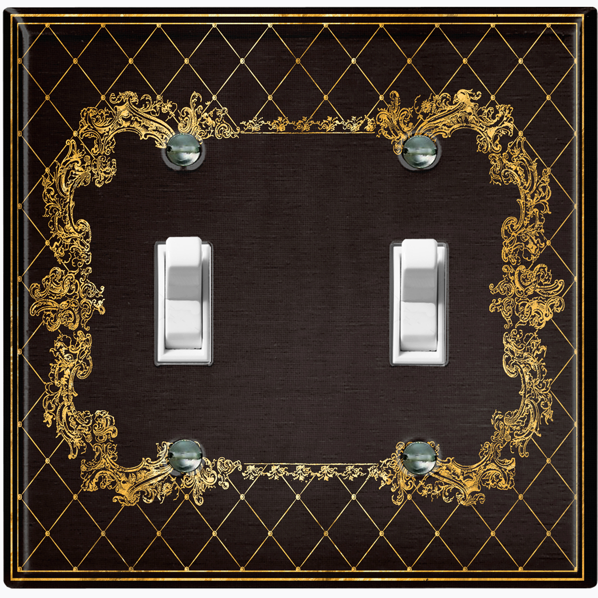 Metal Light Switch Plate Outlet Cover (French Victorian Frame Double