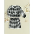 thumbnail image 2 of Bagilaanoe 2Pcs Little Girls Fall Clothing Set Toddler Plaid Long Sleeve Cardigan Tops + Mini Skirt 3T 4T 5T 6T Kids Casual Skirt Set, 2 of 7