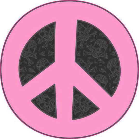 4in x 4in Pink and Black Peace Symbol Sticker Vinyl Cup Decal Bumper Decals
