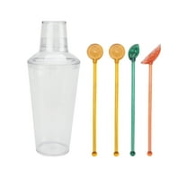 Mainstays by Becky G. & Alejandra Acrylic Cocktail Shaker with Mixing Swizzle Sticks Set, Clear