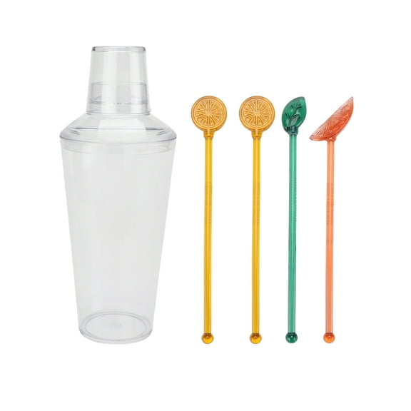 Mainstays by Becky G. & Alejandra Acrylic Cocktail Shaker with Mixing Swizzle Sticks Set, Clear