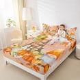 thumbnail image 3 of jejeloiu Cartoon Gnome Queen Sheet Sets,Happy Fall Yall Flat Sheet,Orange Pumpkin Maples Queen Fitted Sheet For Girls Boys Kids,Luxury Bedroom Decor,4 Pieces, 3 of 7