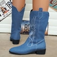 thumbnail image 4 of SACFOF Cowboy Boots For Women - Western Cowgirl Boots Mid Calf Chunky Heel Booties Pointed Toe Country Shoes, 4 of 6