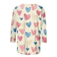 thumbnail image 4 of VKOYWKM Women's Valentine Tops Love Heart Print Blouses 3/4 Sleeve Crew Neck Casual Holiday Tees, 4 of 5