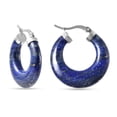 thumbnail image 4 of Shop LC Stainless Steel Ion Plated Lapis Lazuli Hoop Earrings Jewelry Gift Ct 55, 4 of 9