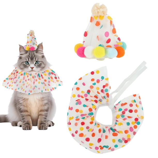 Conjunto de disfraz de cumpleaños para gatos, bandana y sombrero de fiesta, decoraciones de cumpleaños para perros, atuendo para fiestas de cumpleaños y Navidad