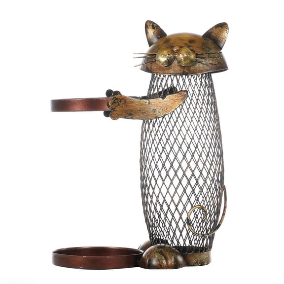 Kitten Red Wine Rack Money Pot Storage Home Decoration Wrought Iron Craft Animal