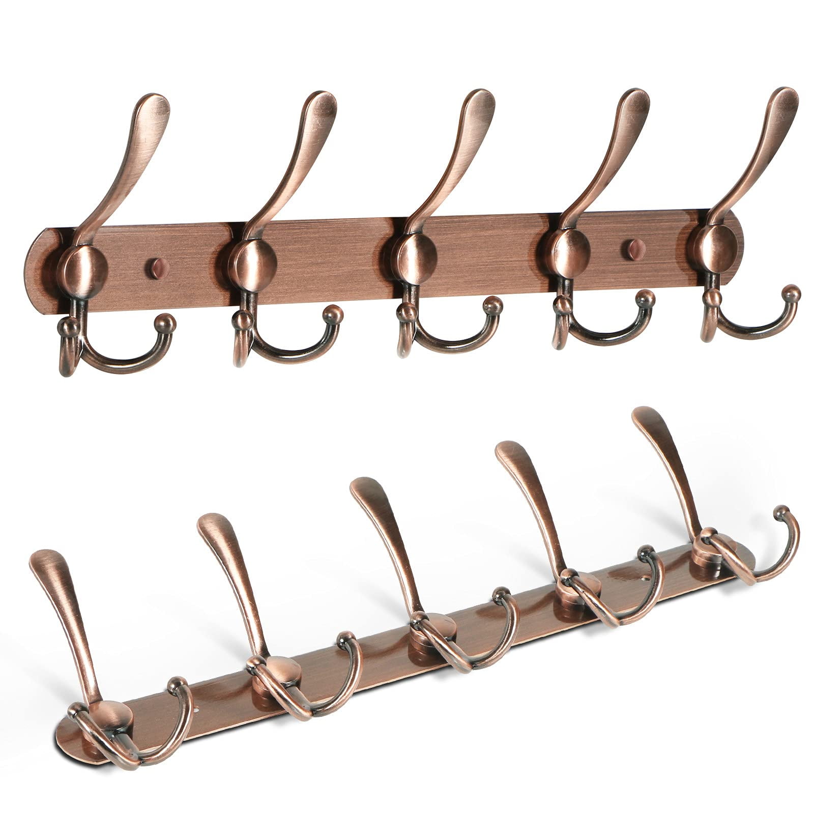 2pcs Coat Rack and Hat Hooks 5 Triple Coat Hooks Wall Mount