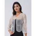thumbnail image 5 of Aislor Women's Long Sleeve Sequin Bolero Shrug Evening Wedding Party Cardigan Tops White One Size, 5 of 7