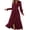 Wine, variant on Evening Dresses for Women Midi Dresses for Women Fashion Boho Maxi Dress V Neck Long Sleeve Flowy Slit Wedding Party Dresses