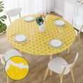 thumbnail image 1 of FFIY Round Fitted Vinyl Tablecloth - Elastic Edged Flannel Backed Vinyl Tablecloth, Waterproof Wipeable Gray Moroccan Trellis Pattern Table Cloth for Outdoor Indoor Room, 1 of 7