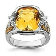 thumbnail image 6 of 925 Sterling Silver Rhodium Diamond and Citrine Ring Size 7, 6 of 6