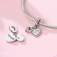 thumbnail image 3 of 925 Sterling Silver "Embrace Mom" Heart Charm - Pink Mother's Day Pendant for Bracelets - DIY Jewelry Gift, 3 of 30