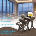 thumbnail image 2 of Furnibear 3 Pieces Nesting Coffee Table Side Table with Solid Rubber Wood Legs, Brown, 2 of 10