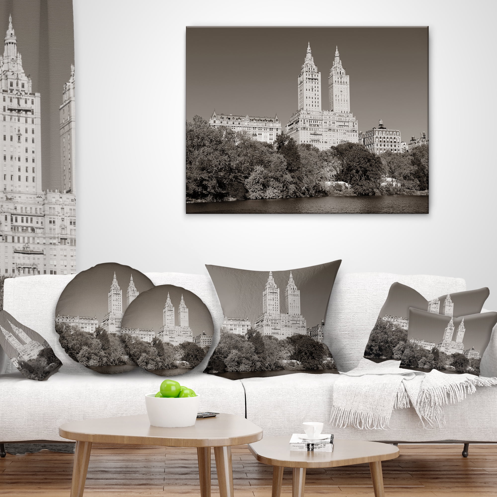 Designart Beautiful Central Park Autumn - Throw Pillow - 18x18