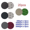 thumbnail image 3 of 20Pcs 3 inch Hook&Loop Wet/Dry Sanding Discs 800 1500 2000 3000 Grit Sandpaper, 3 of 7