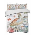 thumbnail image 2 of Brown Sea Turtle Coastal Twin XL Size Down Alternative Comforter,Lightweight Comforter Quilt Bedding Set with Pillow Shams Summer Beach Coral Starfish Nautical Bed Comforter Duvet Insert 68"x98", 2 of 7