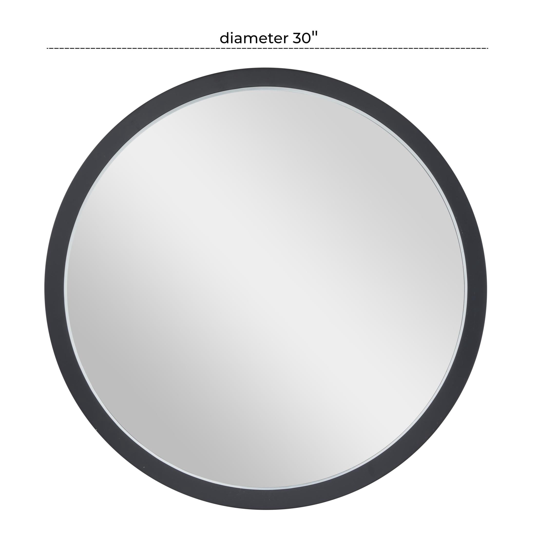 DecMode 30" x 30" Black Wall Mirror with Thin Frame