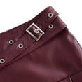 thumbnail image 5 of QHFBli Women's Pleated Leather Skirts Buckle Low Waisted Belted Mini Skirts, 5 of 6