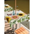 thumbnail image 2 of Outdoor Tablecloth with Umbrella Hole for Patio/Picnic/Party/Camping, Summer Floral Waterproof Table Cloth Square Cover Washable, Watercolor Sumflowers Butterfly Botanical Beige (54"x 54"), 2 of 8