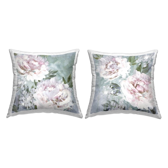 Stupell Industries Pink Blooming Peony Flowers Printed Throw Pillow Design by Nina Blue (Set of 2)