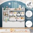 thumbnail image 3 of Toy Storage Organizer with 3 Movable Drawers, Kids Bookshelf with 6 Plastic Bins & 2 Storage Cubbies, Toy Chest with Hidden Wheels, Toy Storage Box for Playroom, Classroom, Kids Ro, 3 of 6