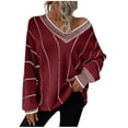 thumbnail image 2 of Sweaters for Women Long Sleeve Cardigan Knit V-Neck Solid Color Sweater Coat Womens Sweaters Plus Size Wine XL, 2 of 4
