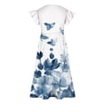 thumbnail image 4 of Summer Casual Dresses For Girls Dresss A-Line Floral Princess Dress Spring Summer Dresses Gradient Midi Dresses Beach Vacation Outfit Blue10-11 Years, 4 of 4