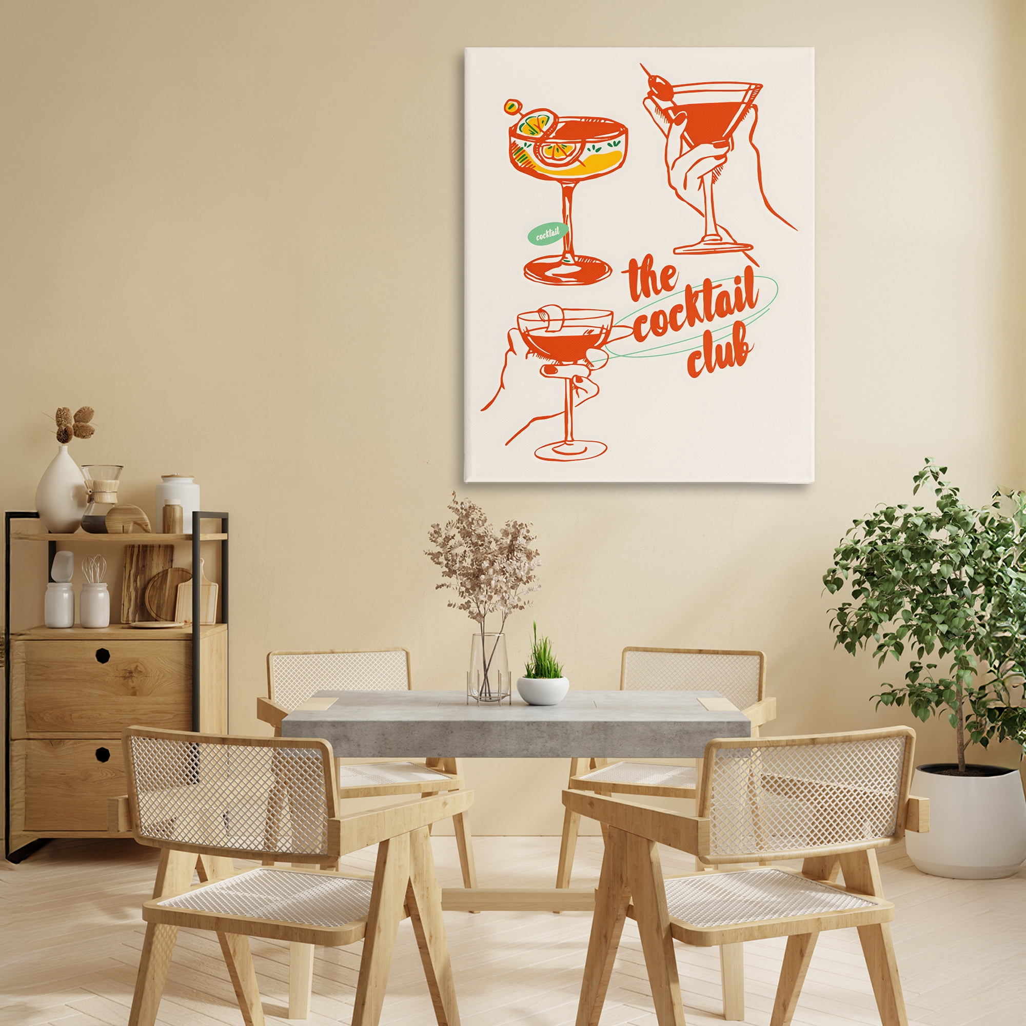 Stupell Industries Cocktail Club Toasting Glasses Canvas Wall Art, design by The Prints Vibe