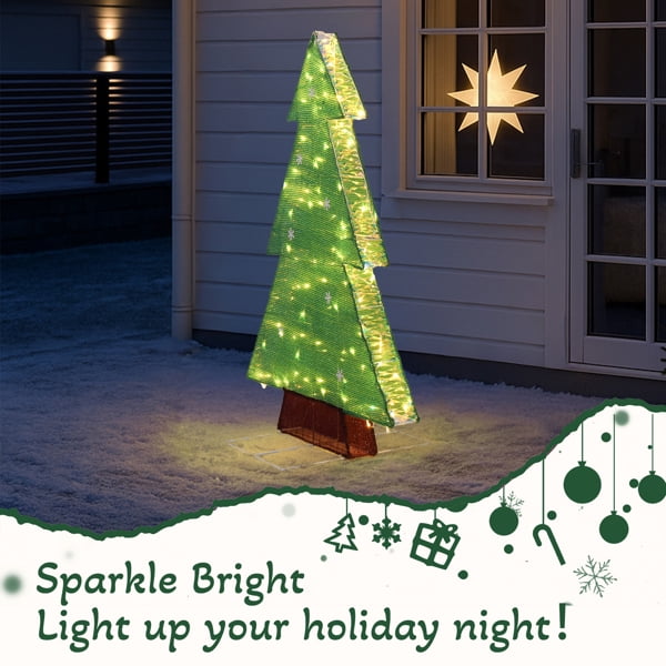 Alvantor 4 ft Lighted Christmas Tree with 110 Warm White LED Lights, Indoor and Outdoor Christmas Decorations