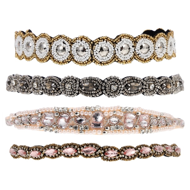 4pcs diademas de diabetes de diabla dhinestone rinieston bandas elásticas accesorios para el cabello para mujeres