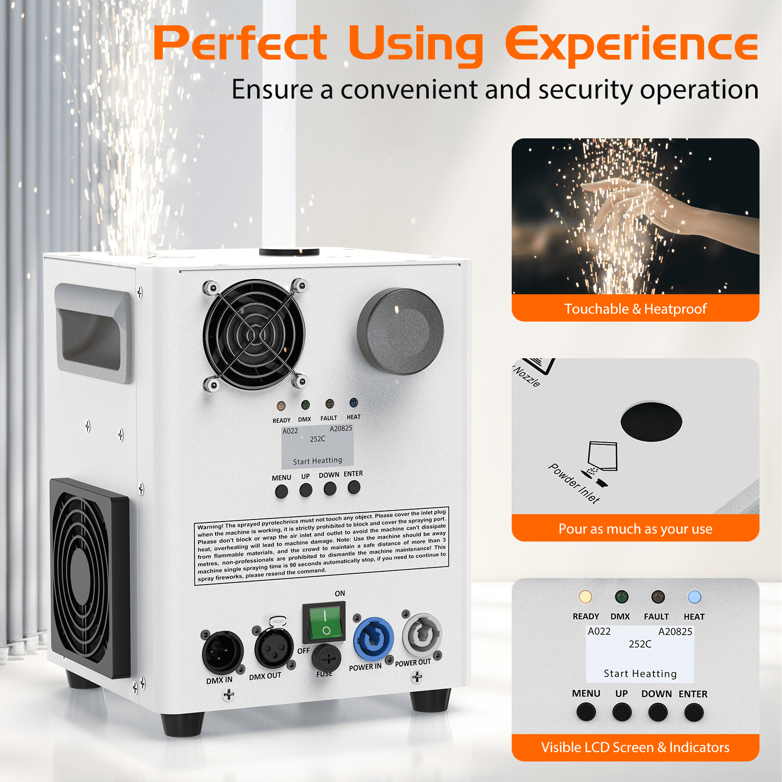 2Pack 800W Cold Spark Machine Spraying Electronic Flower Effect Machine w/ Remote Control DMX512 for Wedding Musical (White)