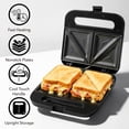 thumbnail image 2 of OVENTE Electric Sandwich Maker with Non-Stick Plates, Indicator Lights, Cool Touch Handle, Easy to Clean and Store, Perfect for Cooking Breakfast, Grilled Cheese, Tuna Melts and Snacks, Black GPS401B, 2 of 7