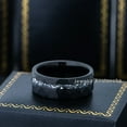 thumbnail image 2 of 8mm Men's Black Tungsten Wedding Band, Titanium Shaving Inlay Hammered Finish Ring - TN1146WAs9, 2 of 4
