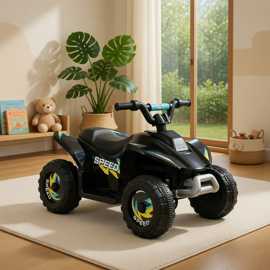 Resenkos 6V Kids Ride on Electric ATV, Ride Car with 4 Wheels, Ride-on Toy for Toddlers 1-3 Boys & Girls, Black