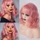 thumbnail image 2 of Peluca ondulada de color Pastel con flequillo de aire para mujer, pelo corto Bob, Morado, Rosa, largo de hombro, sintético, para Cosplay, 2 of 4