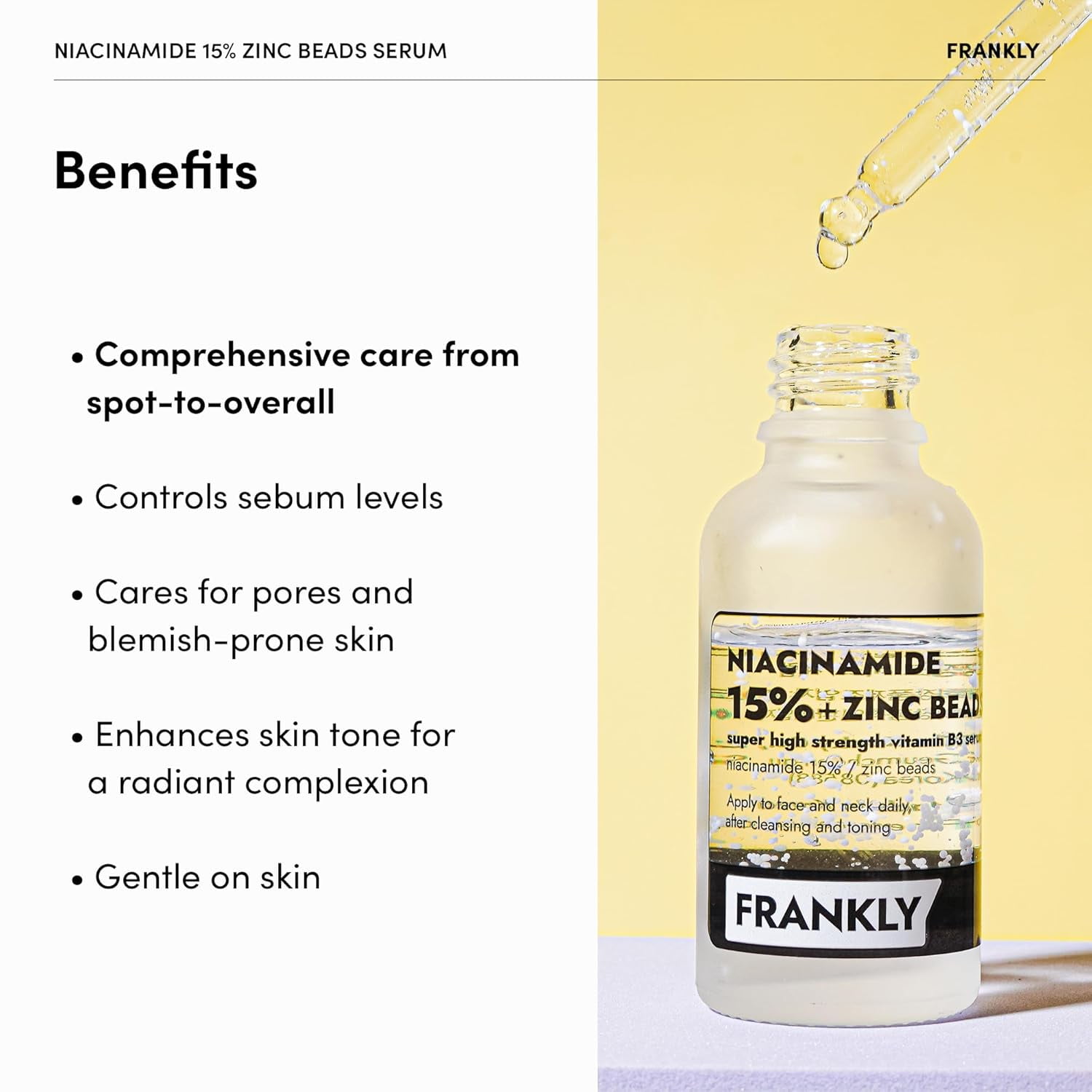 FRANKLY Niacinamide 15% & Zinc Beads Serum: Acne & Dark