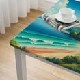 thumbnail image 4 of COMIO Summer Beach Theme Palm Tree Tropical Sandy Sea Ocean Vocation Natural Plant Full Width Single-Sided Printing Square Tablecloth White, 4 of 7