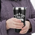 thumbnail image 4 of 20 oz Double-sided Vintage 1962 Coffee Tumbler Cup With Old Time Information, 60th Birthday Gifts for Women Men Parents, 60th Birthday Decoration, 60th Vacuum Cup with Lid Black, 4 of 6