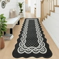 thumbnail image 2 of Funslane 2' x 6' Washable Scalloped Runner Rug, Modern Neutral Farmhouse Floor Carpet, for Entryway Bedroom Kitchen, Black, 2 of 5