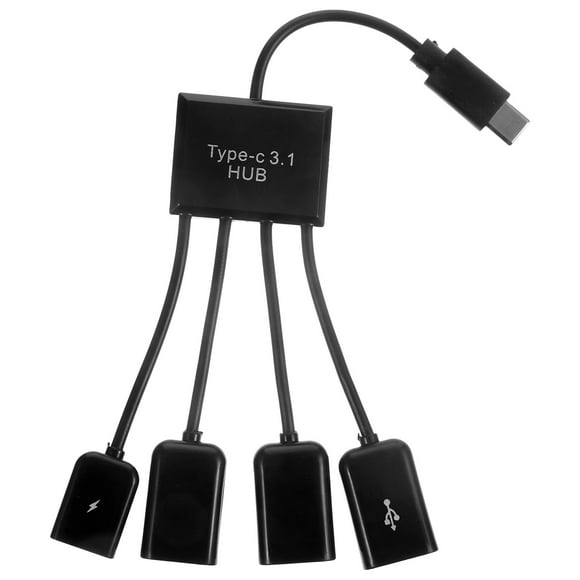 1 juego de convertidor de adaptador de divisor de extensión de concentrador de 4 puertos USB 2.0 alto para computadora portátil, computadora, disco, teclado, cargador (negro)