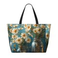 thumbnail image 2 of Balery Delicate White Daisy Jars Beach Travel Bag - Water-Resistant, Large Capacity Lightweight Tote with 7 Pockets for Women and Men - Perfect for Beach, Pool, Gym, and Travel, 2 of 7