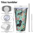 thumbnail image 4 of 16oz Tumblers Dachshund and Flower Stainless Steel Vacuum Insulated Double Wall Travel Tumbler Cups Mug with Lid and Straw,Cleaning Brush for Coffee,Tea, 4 of 4